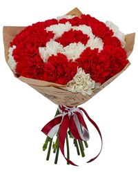 bouquet of white and red carnations