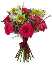 bouquet of roses alstroemerias and orchids